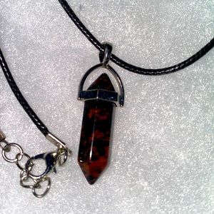 Boho Mahogany Obsidian Crystal Black Cord Necklace 16-18”